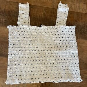 White ruffled crop tank top